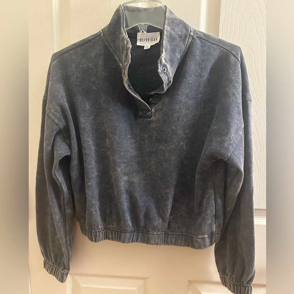 Olive & Oak Washed Navy Quarter Snap Pullover - XS-M